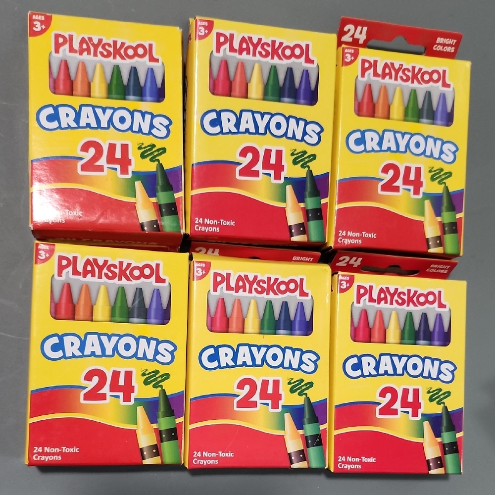 Playskool 24-Count Non-Toxic Crayons-6 boxes